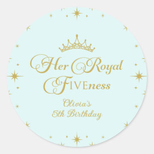 Adesivo Redondo Sua Alteza Real Quinto Aniversário Princesa Dourad