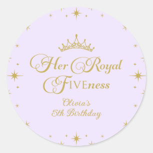 Adesivo Redondo Sua Alteza Real Quinto Aniversário Princesa Dourad
