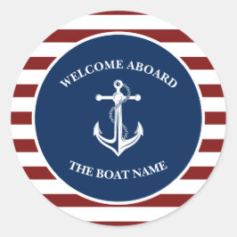 Adesivo Redondo Sua Anchor de Nome do Barco