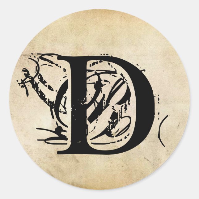 Adesivo Redondo Sua Carta. Monograma personalizado. sensação de vi (Frente)