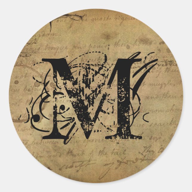 Adesivo Redondo Sua Carta. Monograma personalizado. sensação de vi (Frente)