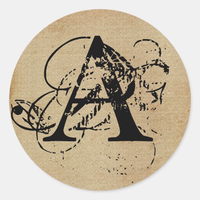 Adesivo Redondo Sua Carta. Monograma personalizado. sensação de vi (Frente)