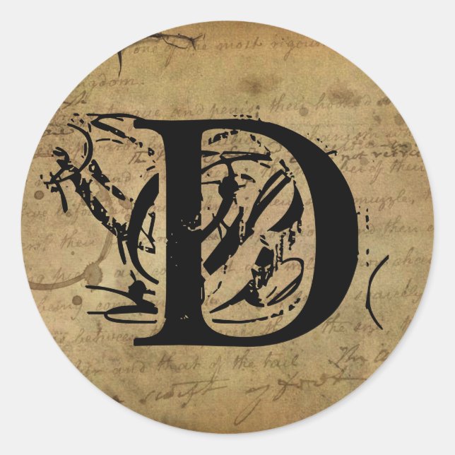 Adesivo Redondo Sua Carta. Monograma personalizado. sensação de vi (Frente)