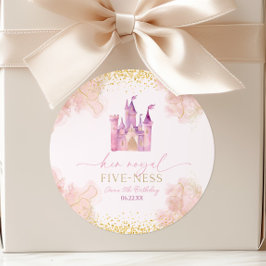 Adesivo Redondo Sua Festa de aniversário Real de 5 da Princesa 5-N