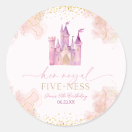 Adesivo Redondo Sua Festa de aniversário Real de 5 da Princesa 5-N
