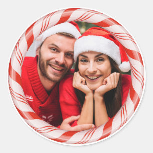 Adesivo Redondo Sua foto em um autocolante personalizado Candy Fra