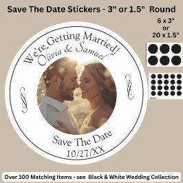 Adesivo Redondo Sua Foto, Salve a Data, Infinito Preto e Branco