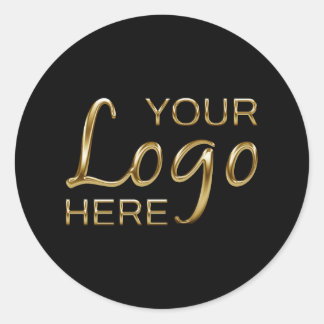 Adesivo Redondo Sua imagem de logotipo aqui preto