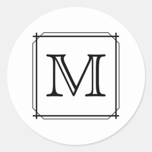 Adesivo Redondo Sua letra. Monograma feito sob encomenda. Preto e