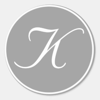 Adesivo Redondo Sua letra, monograma personalizado, Cinza inicial 