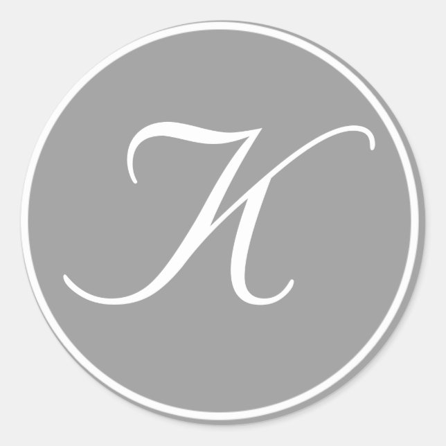 Adesivo Redondo Sua letra, monograma personalizado, Cinza inicial  (Frente)