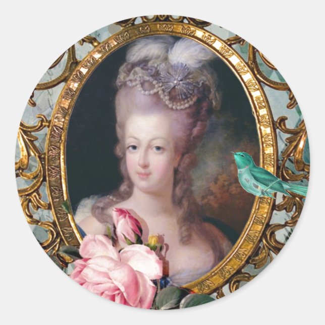Adesivo Redondo Sua majestade, rainha Marie Antoinette, selos (Frente)