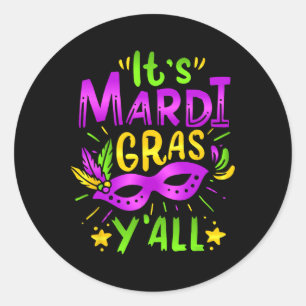 Adesivo Redondo Sua Máscara do Mardi Gras Yall Mardi Gras Party