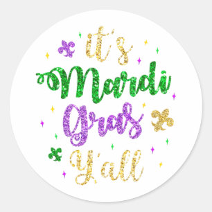 Adesivo Redondo Sua Máscara do Mardi Gras Yall Mardi Gras Party