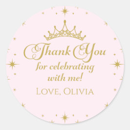 Adesivo Redondo Sua Real Noite Dourada Princesa 5 Aniversário