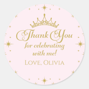 Adesivo Redondo Sua Real Noite Dourada Princesa 5 Aniversário
