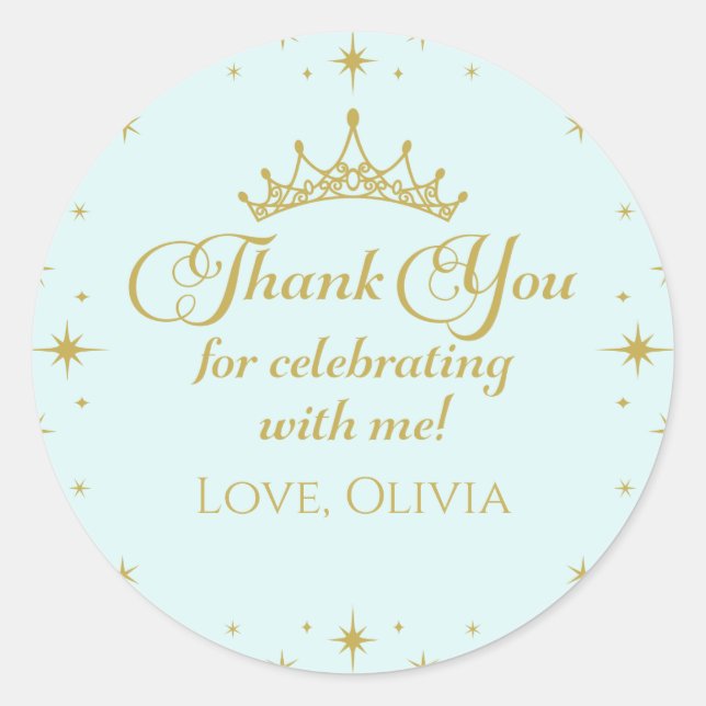 Adesivo Redondo Sua Real Noite Dourada Princesa 5 Aniversário (Frente)