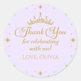 Adesivo Redondo Sua Real Noite Dourada Princesa 5 Aniversário