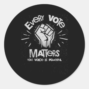 Adesivo Redondo Sua Voz É Poderosa Votar Viciante1