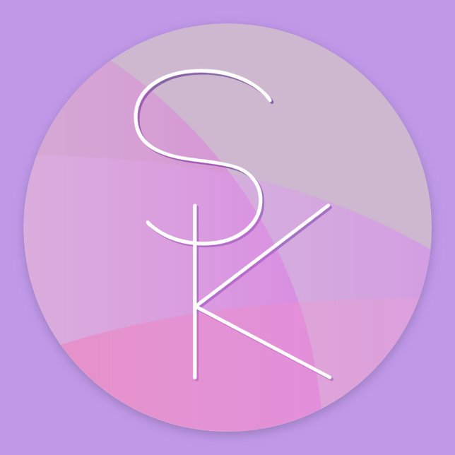 Adesivo Redondo Suas Iniciais Sobrepostas | Geométrico Cor-de-Rosa (Criador carregado)