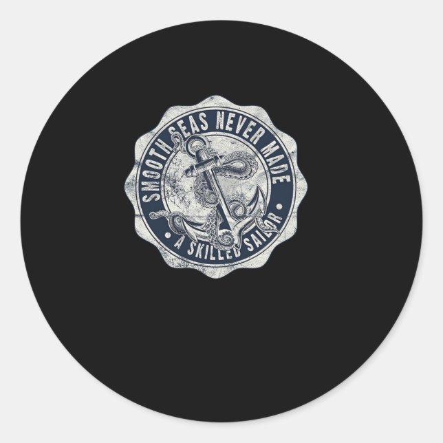 Adesivo Redondo Suave mar nunca fez um marinheiro morto (Frente)