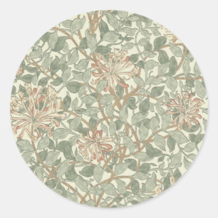 Adesivo Redondo Suave Verde Vintage William Morris Honeysuckle