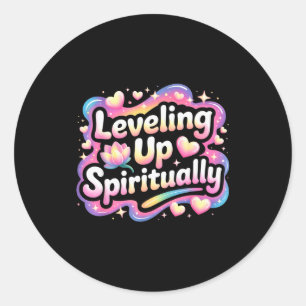 Adesivo Redondo Subindo de Nível Espiritualmente Meditação Mindful