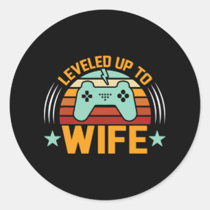 Adesivo Redondo Subindo de Nível para Esposa Recém-Casado Gamer Di