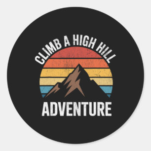 Adesivo Redondo Subir uma colina alta aventura caminhada escalada