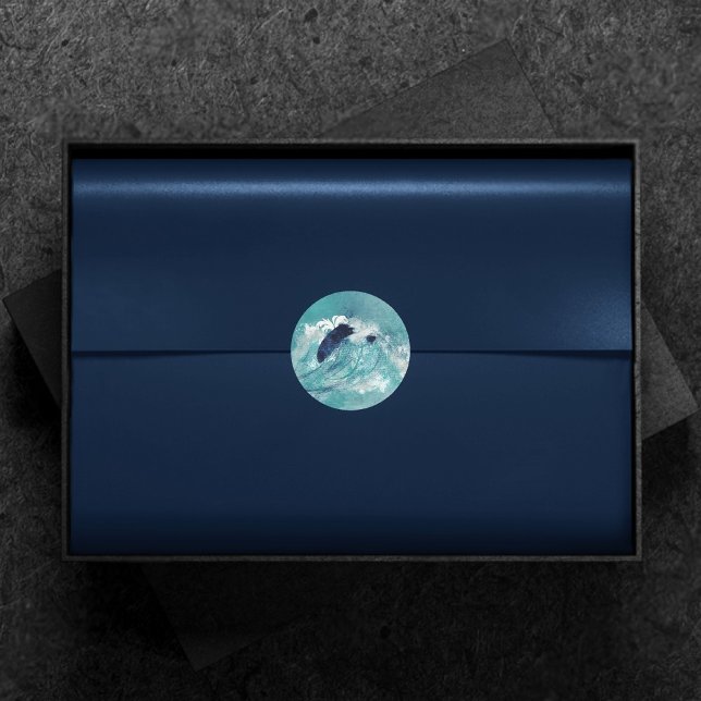 Adesivo Redondo Sublimação de onda | Azul-verde-água náutica (Criador carregado)