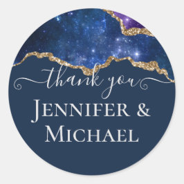 Adesivo Redondo Sublime Agate Blue Dourado WEDDING SUITE