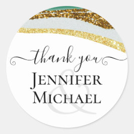 Adesivo Redondo Sublime Emerald Green Dourado Agate Wedding