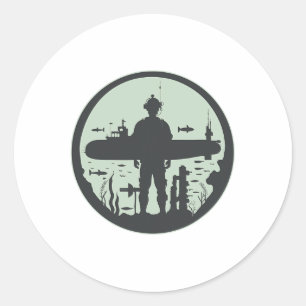 Adesivo Redondo Submariner Veteran Submersible Nuclear Sub-Power