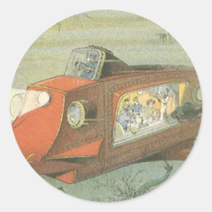 Adesivo Redondo Submarino Steampunk de Ficção Científica Vintage n
