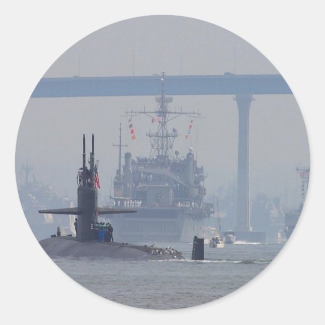 Adesivo Redondo Submarinos Submarinos Marinho de Navios Nucleares (Frente)