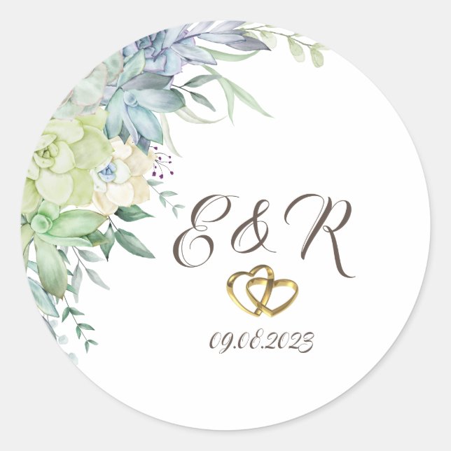 Adesivo Redondo Succultos do Deserto de Aquarela (Frente)