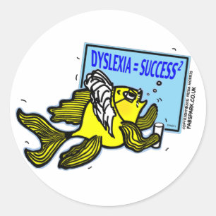Adesivo Redondo Sucesso do Dyslexic do ~ dos peixes do professor