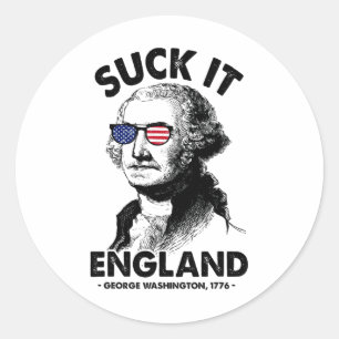 Adesivo Redondo Suck It England Engraçado 4 De Julho George Washin