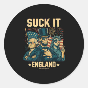 Adesivo Redondo Suck It England Funny George Washington 1776 Usa 4