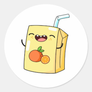 Adesivo Redondo Suco de laranja Kawaii