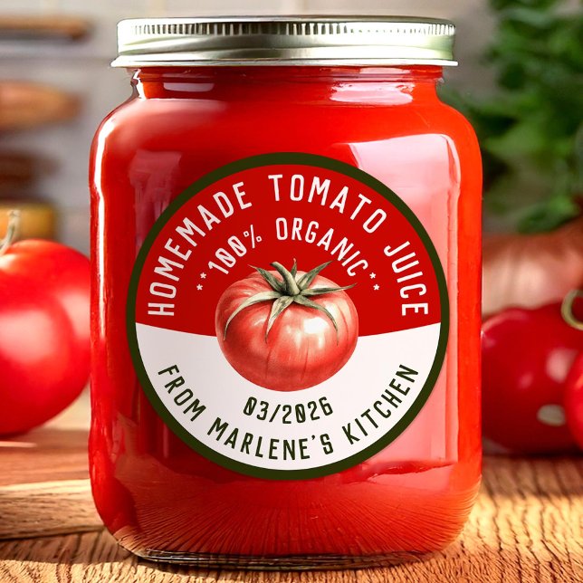 Adesivo Redondo Suco de tomate caseiro com duas cores (Criador carregado)