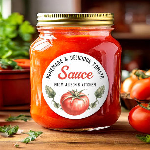 Adesivo Redondo Suco de Tomate enlatamento estilo vintage personal