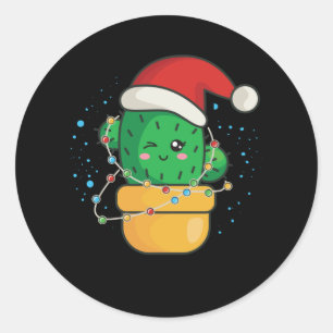 Adesivo Redondo Suculento de Natal em Cactus