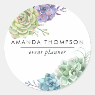 Adesivo Redondo Sucultivos do Cactus Desert Watercolor