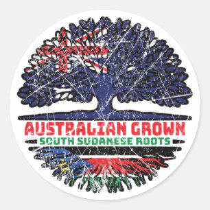 Adesivo Redondo Sudão do Sul Sudanês Austrália Australiana