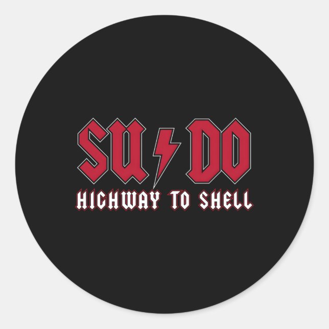 Adesivo Redondo Sudo Highway Para Shell Ubuntu Linux Superuser Com (Frente)