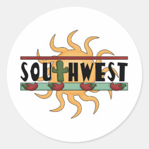 Adesivo Redondo Sudoeste - pimentas & Sun de pimentão