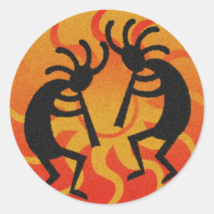Adesivo Redondo Sudoeste tribal Kokopelli de Sun do deserto