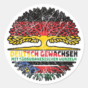 Adesivo Redondo Südsudan Südsudanesisch Deutsch Alemanha Baum