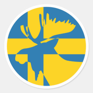 Adesivo Redondo Suecia Moose Bandeira Nacional Sueca